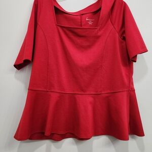 Lane Bryant Red Peplum Blouse